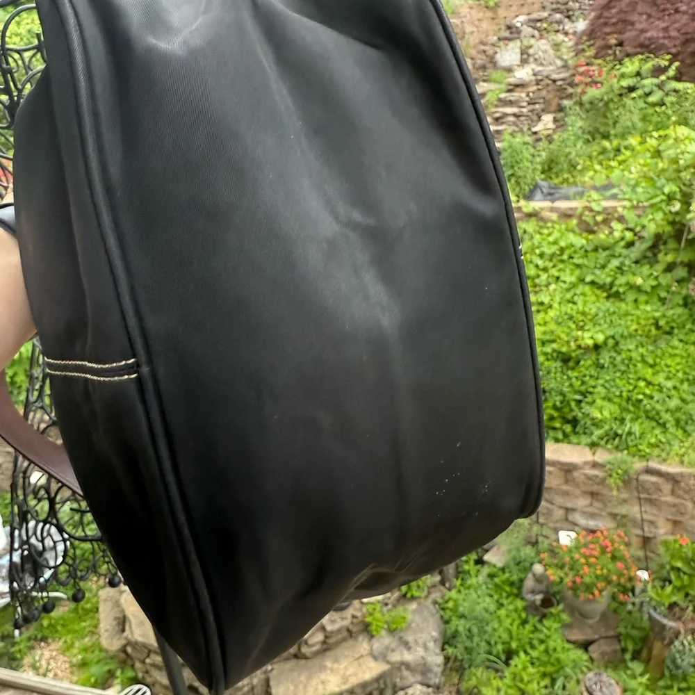 Dooney & Bourke Black Nylon Hobo Shoulder Bag with Leather Trim